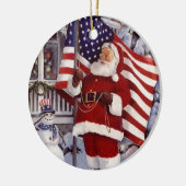 Santa Claus Holding Amerikaanse vlag Keramisch Ornament (Links)