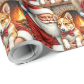 Santa Claus Holding Australian Cattle Christmas Cadeaupapier (Rol Hoek)