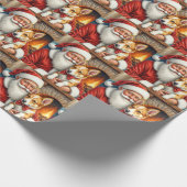 Santa Claus Holding Australian Cattle Christmas Cadeaupapier (Hoek)