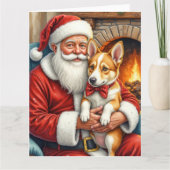 Santa Claus Holding Australian Cattle Christmas Kaart (Voorkant)