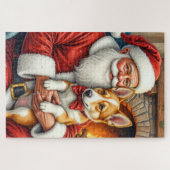 Santa Claus Holding Australian Cattle Christmas Legpuzzel (Horizontaal)