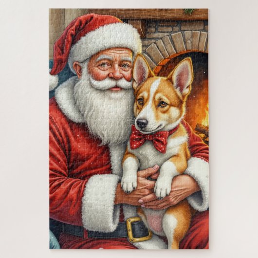 Santa Claus Holding Australian Cattle Christmas Legpuzzel (Verticaal)