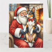 Santa Claus Holding Australian Kelpie Christmas  Kaart (Voorkant)