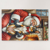 Santa Claus Holding Australian Kelpie Christmas  Legpuzzel (Horizontaal)