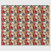 Santa Claus Holding Australian Terrier Christmas  Cadeaupapier (Vlak)