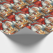 Santa Claus Holding Australian Terrier Christmas  Cadeaupapier (Hoek)