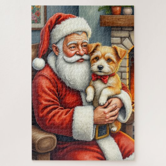 Santa Claus Holding Australian Terrier Christmas  Legpuzzel (Verticaal)