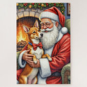 Santa Claus Holding Basenji Christmas Art Legpuzzel (Verticaal)