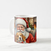 Santa Claus Holding Beagle Christmas Art Koffiemok (Voorkant links)