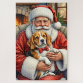 Santa Claus Holding Beagle Christmas Art Legpuzzel (Verticaal)
