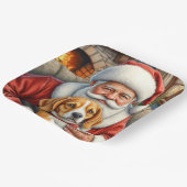 Santa Claus Holding Beagle Christmas Art Papieren Bordje (Gebogen)