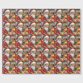 Santa Claus Holding Belgian Shepherd Christmas Art Cadeaupapier (Vlak)