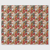 Santa Claus Holding Bengal Cat Christmas Art Cadeaupapier (Vlak)