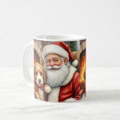 Santa Claus Holding Bernedoodle Christmas Art Koffiemok (Voorkant links)