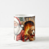 Santa Claus Holding Bernedoodle Christmas Art Koffiemok (Center)