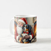Santa Claus Holding Bernese Mountain Dog Christmas Koffiemok (Voorkant links)