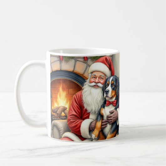 Santa Claus Holding Bernese Mountain Dog Christmas Koffiemok (Links)