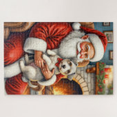 Santa Claus Holding Biewer Terrier Christmas Art Legpuzzel (Horizontaal)