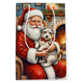 Santa Claus Holding Biewer Terrier Christmas Art Medium Cadeauzakje (Voorkant)
