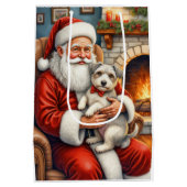 Santa Claus Holding Biewer Terrier Christmas Art Medium Cadeauzakje (Achterkant)