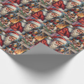 Santa Claus Holding Bluetick Coonhound Christmas  Cadeaupapier (Hoek)