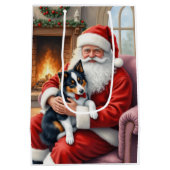 Santa Claus Holding Border Collie Christmas Art Medium Cadeauzakje (Achterkant)