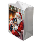 Santa Claus Holding Border Collie Christmas Art Medium Cadeauzakje (Achterkant Gekanteld)