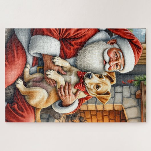 Santa Claus Holding Bouvier des Flandres Christmas Legpuzzel (Horizontaal)
