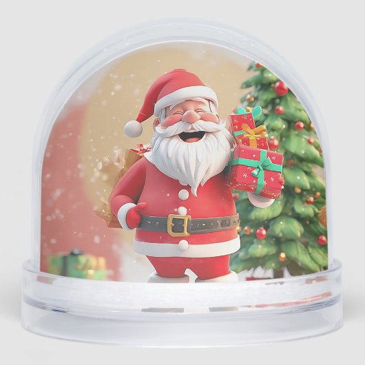 Santa Claus Holding Cadeau Sneeuwbol (Voorkant)