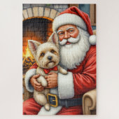 Santa Claus Holding Cairn Terrier Christmas Art Legpuzzel (Verticaal)