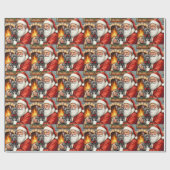 Santa Claus Holding Cane Corso Christmas Art Cadeaupapier (Vlak)