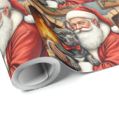 Santa Claus Holding Cane Corso Christmas Art Cadeaupapier (Rol Hoek)