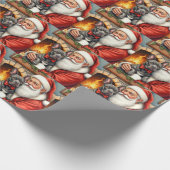 Santa Claus Holding Cane Corso Christmas Art Cadeaupapier (Hoek)