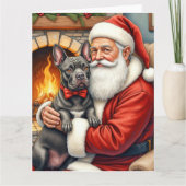 Santa Claus Holding Cane Corso Christmas Art Kaart (Voorkant)