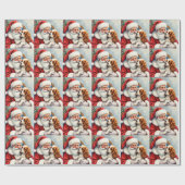 Santa Claus Holding Cavalier King Charles Spaniel Cadeaupapier (Vlak)