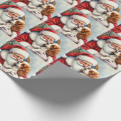 Santa Claus Holding Cavalier King Charles Spaniel Cadeaupapier (Hoek)