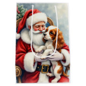 Santa Claus Holding Cavalier King Charles Spaniel Medium Cadeauzakje (Achterkant)