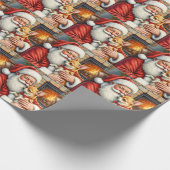 Santa Claus Holding Chihuahua Christmas Art Cadeaupapier (Hoek)