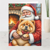 Santa Claus Holding Chow Chow Christmas Art Kaart (Voorkant)