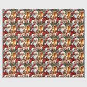 Santa Claus Holding Cocker Spaniel Christmas Art Cadeaupapier (Vlak)