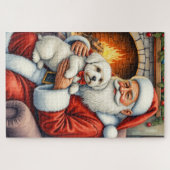Santa Claus Holding Coton de Tulear Christmas Art Legpuzzel (Horizontaal)