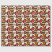 Santa Claus Holding Dachshund Christmas Art Cadeaupapier (Vlak)