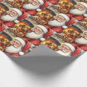 Santa Claus Holding Dachshund Christmas Art Cadeaupapier (Hoek)
