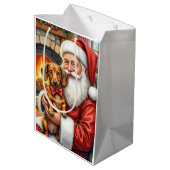 Santa Claus Holding Dachshund Christmas Art Medium Cadeauzakje (Achterkant Gekanteld)