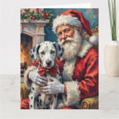 Santa Claus Holding Dalmatian Christmas Art Kaart (Voorkant)