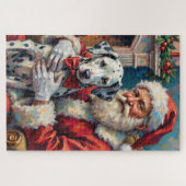 Santa Claus Holding Dalmatian Christmas Art Legpuzzel (Horizontaal)
