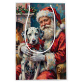 Santa Claus Holding Dalmatian Christmas Art Medium Cadeauzakje (Voorkant)