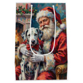 Santa Claus Holding Dalmatian Christmas Art Medium Cadeauzakje (Achterkant)