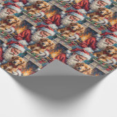 Santa Claus Holding English Setter Christmas Art Cadeaupapier (Hoek)