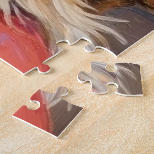 Santa Claus Holding Finnish Lapphund Christmas Art Legpuzzel (Zijkant)